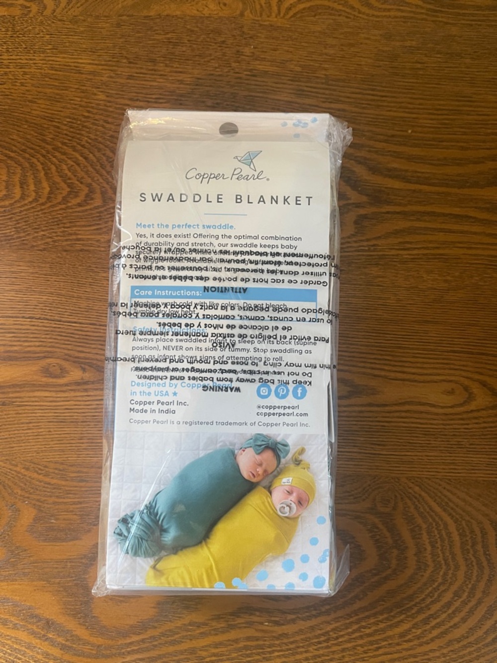 Copper Pearl Floral Swaddle Blanket - White with Blue, Yellow & Brown Floral - Picture 2 of 2